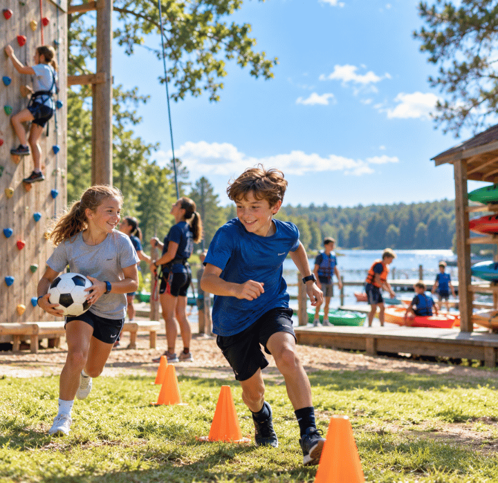 Campers on a summer camp website preview